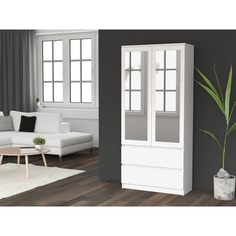 Topeshop SS-90 BIEL LUSTRO bedroom wardrobe/closet 5 shelves 2 door(s) White