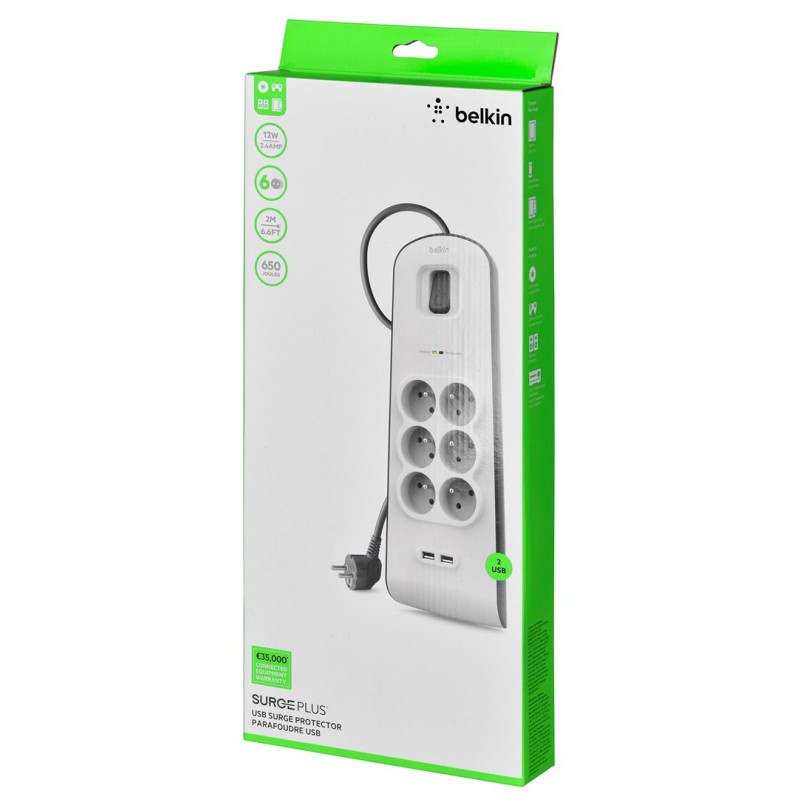 Belkin BSV604ca2m White 6 AC outlet(s) 2 m Belkin BSV604ca2m White 6 AC outlet(s) 2 m