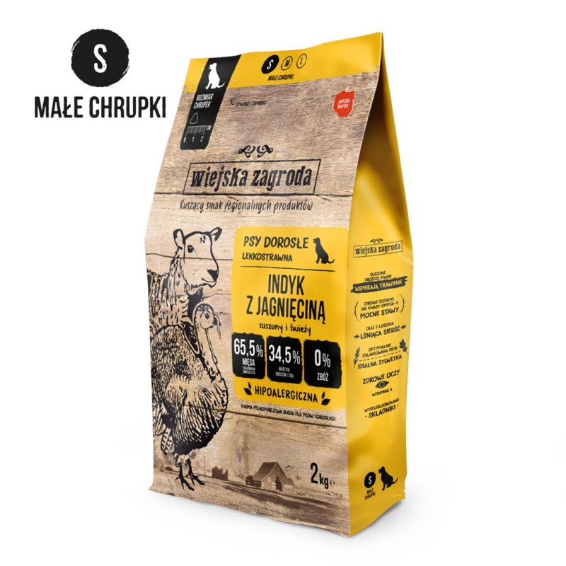WIEJSKA ZAGRODA Turkey with Lamb Crunchy S - dry food for dogs - 2kg WIEJSKA ZAGRODA Turkey with Lamb Crunchy S - dry food for dogs - 2kg