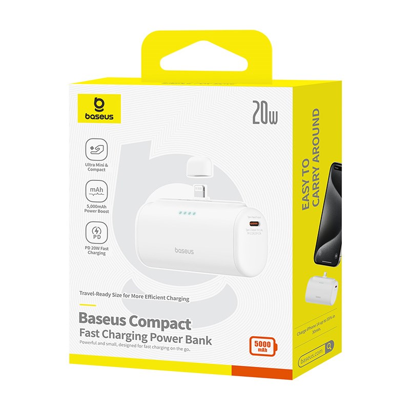 Baseus P10068307213-00 Lithium-ion power bank 5000 mAh White Baseus P10068307213-00 Lithium-ion power bank 5000 mAh White