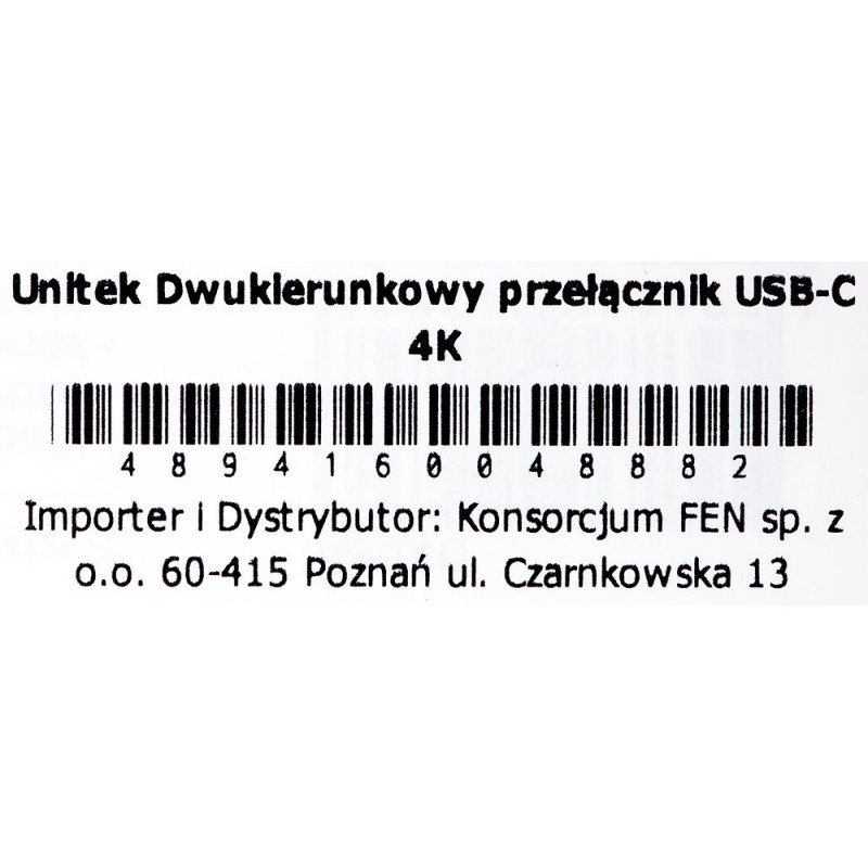 Unitek two-way Signal Switch USB-C, 2 in 1 out 4K Unitek two-way Signal Switch USB-C, 2 in 1 out 4K