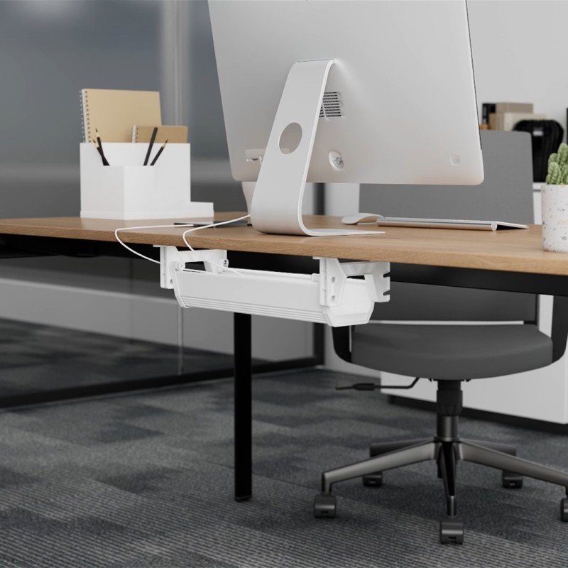 Maclean under-desk cable/extension organizer, max. load 5kg, white, MC-106 W