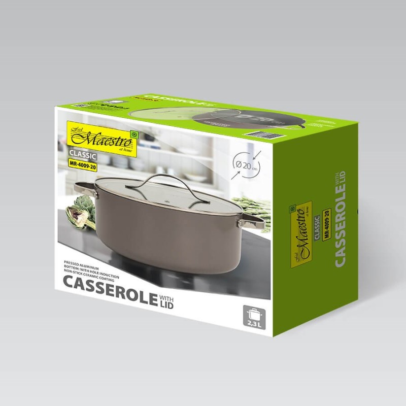 Casserole with lid MAESTRO MR-4009 (MR-4009-20) 20 cm 2.3 l Grey Casserole with lid MAESTRO MR-4009 (MR-4009-20) 20 cm 2.3 l Grey