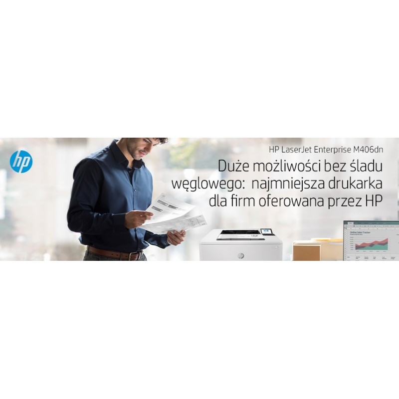 HP LaserJet Enterprise M406dn, Black and white, Printer for Business, Print, Compact Size; Strong Security; Two-sided printing; Energy Efficient; Front-facing USB printing HP LaserJet Enterprise M406dn, Black and white, Printer for Business, Print, Compact Size; Strong Security; Two-sided printing; Energy Efficient; Front-facing USB printing