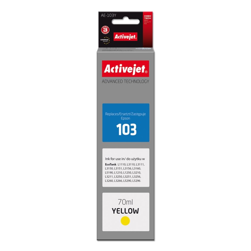 Activejet AE-103Y ink (replacement Epson 103 C13T00S44A; Supreme; 70 ml; yellow)