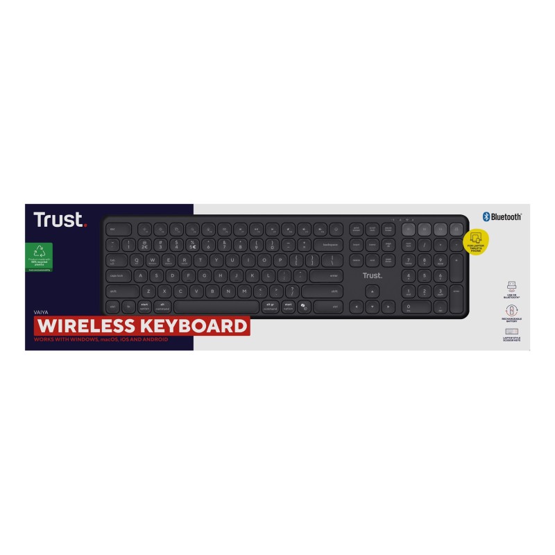 Trust Vaiya keyboard Universal USB + RF Wireless + Bluetooth US English Black Trust Vaiya keyboard Universal USB + RF Wireless + Bluetooth US English Black