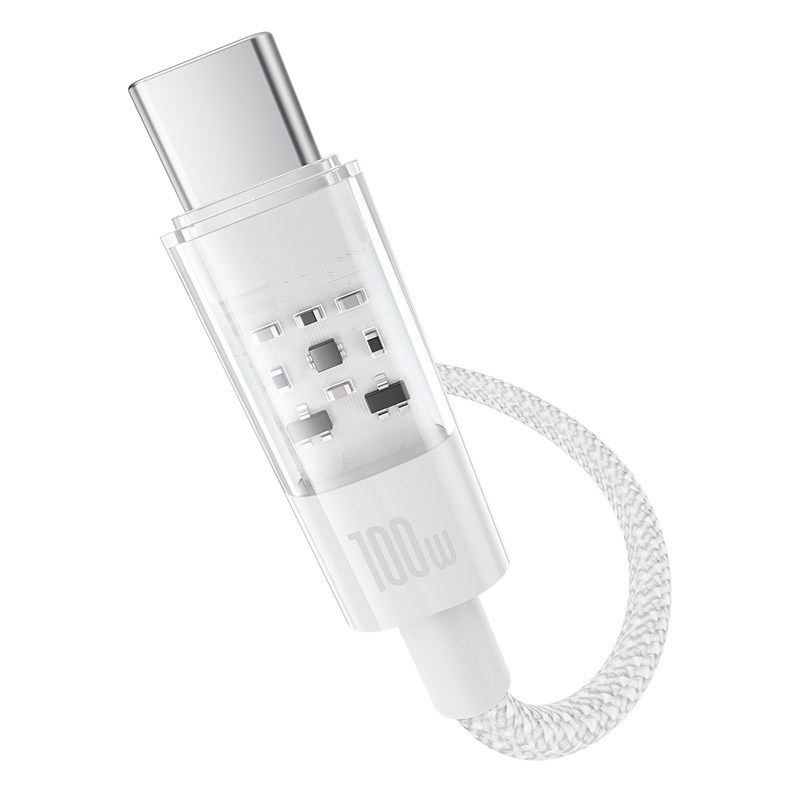 Baseus Gem USB A to USB C fast charging cable 1 m 100 W White Baseus Gem USB A to USB C fast charging cable 1 m 100 W White