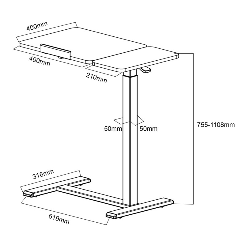 Maclean mobile desk/laptop stand, white, height adjustment 76-109cm, max. 30kg , MC-120 W Maclean mobile desk/laptop stand, white, height adjustment 76-109cm, max. 30kg , MC-120 W