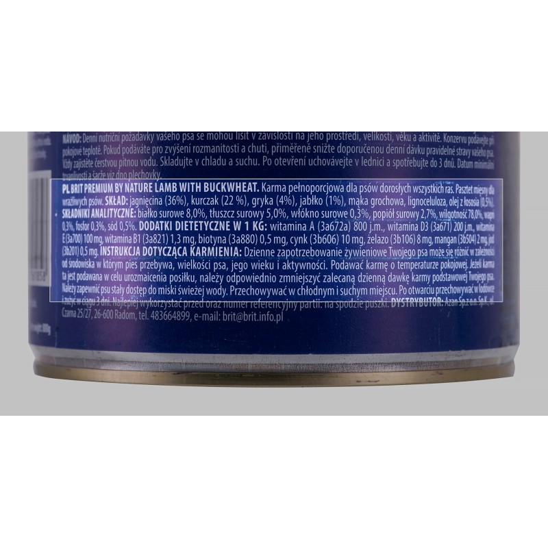 BRIT Premium by Nature Lamb with Buckwheat - Wet dog food - 800 g BRIT Premium by Nature Lamb with Buckwheat - Wet dog food - 800 g