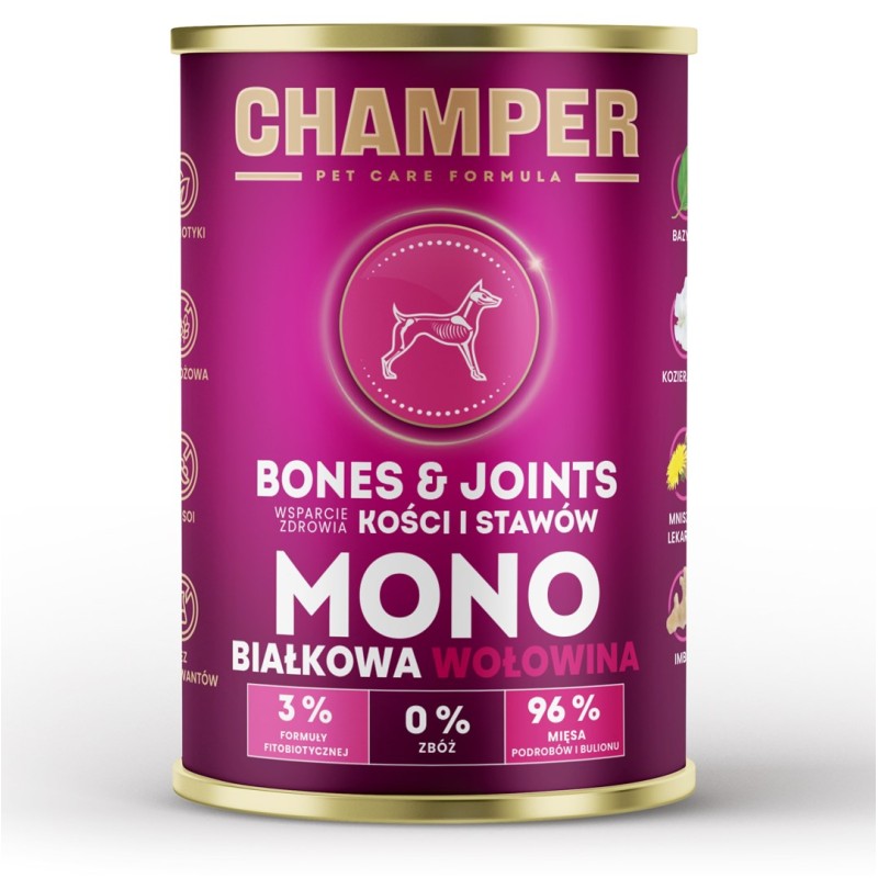 CHAMPER Bones & Joints Monoprotein Beef - wet dog food - 400g