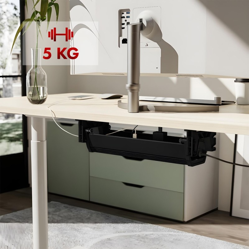 Maclean under-desk cable/extension organizer, max. load 5kg, black, MC-106 B