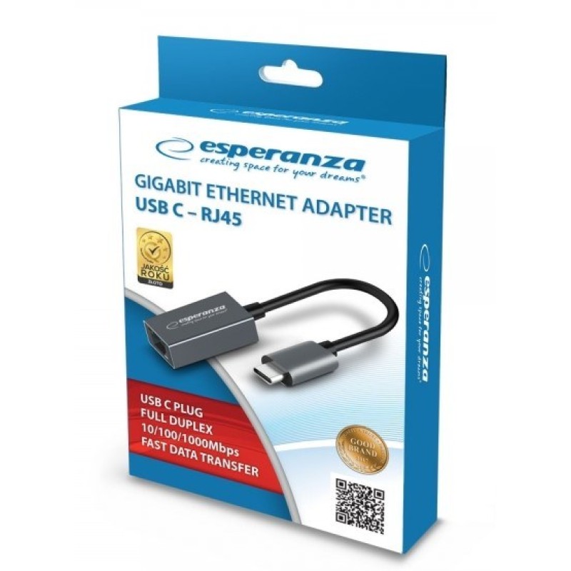 Esperanza ENA102 ETHERNET 1000 MBPS ADAPTER USB C-RJ45 Esperanza ENA102 ETHERNET 1000 MBPS ADAPTER USB C-RJ45