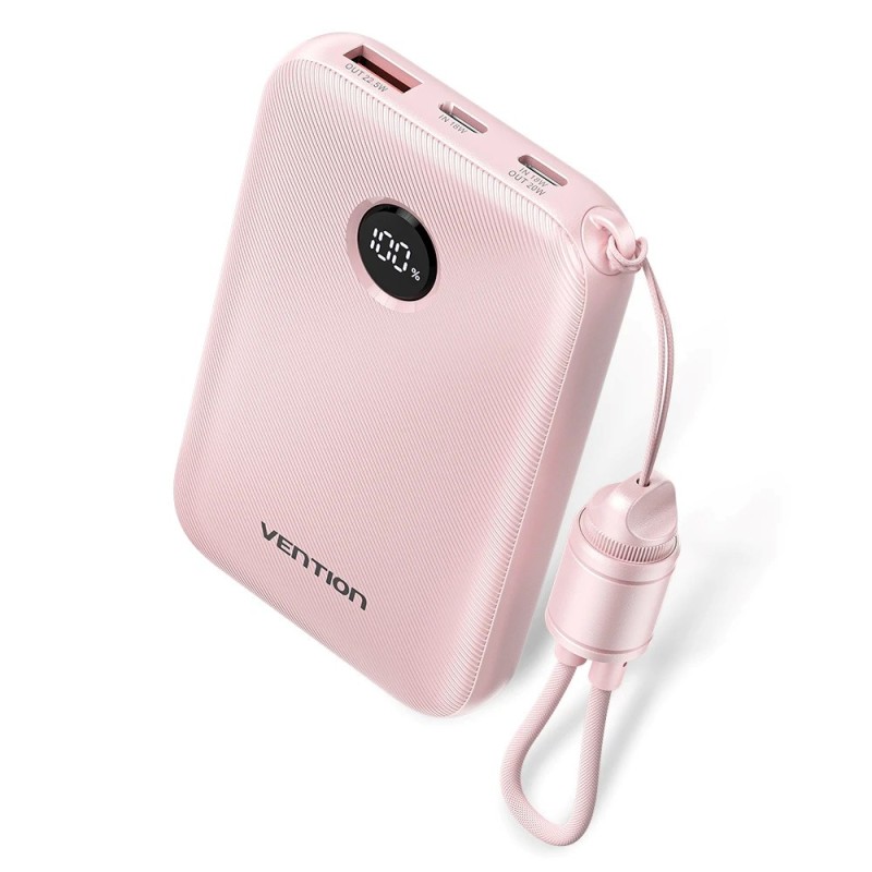 Vention 10000mAh Powerbank 2xUSB-C 1xUSB-A 22.5W, pink Vention 10000mAh Powerbank 2xUSB-C 1xUSB-A 22.5W, pink