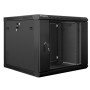 Lanberg wall-mounted installation rack cabinet 19'' 9U 600x600mm black (glass door)