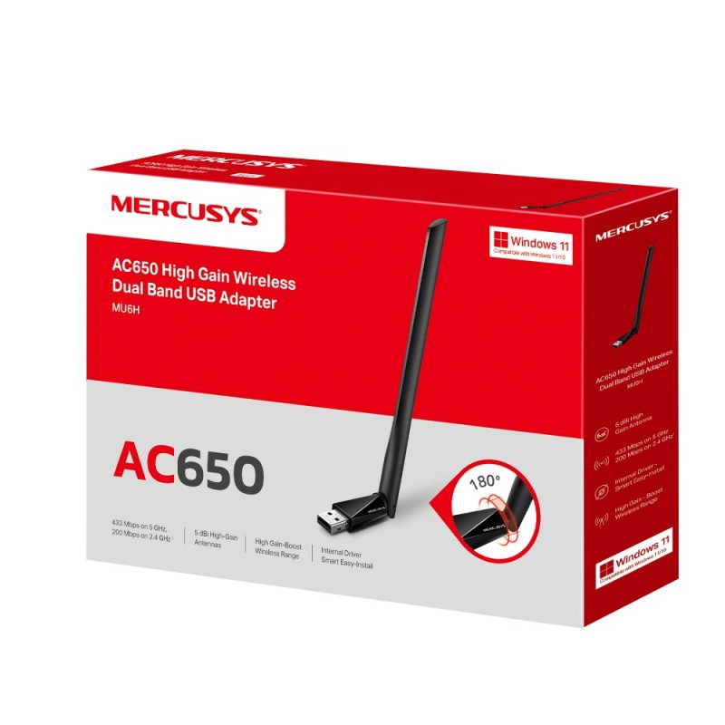 Mercusys AC650 High Gain Wireless Dual Band USB Adapter Mercusys AC650 High Gain Wireless Dual Band USB Adapter
