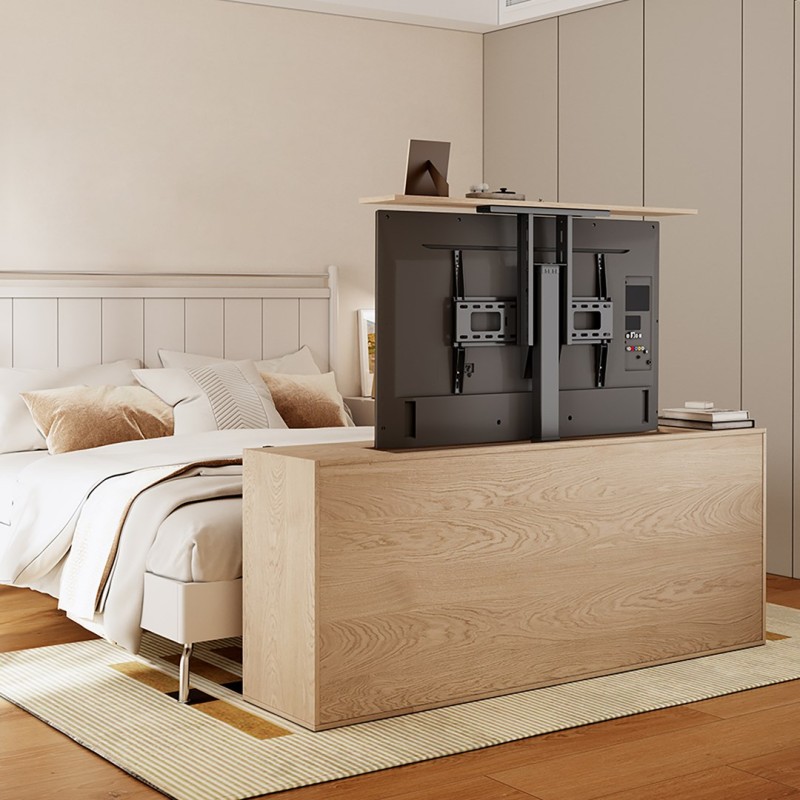 Maclean MC-866T Smart Motorized Electric TV Lift TUYA Mobile App Floor Mount Bracket Alexa Google Home 37''-80'' 60kg Cabinet VESA (EU plug)