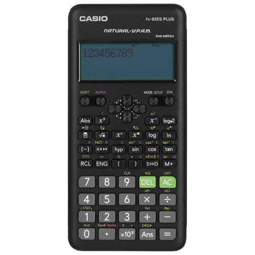 CASIO FX-82ESPLUS-2 CALCULATOR SCIENTIFIC, 252 FUNCTIONS, 77X162MM, BLACK, BOX CASIO FX-82ESPLUS-2 CALCULATOR SCIENTIFIC, 252 FUNCTIONS, 77X162MM, BLACK, BOX