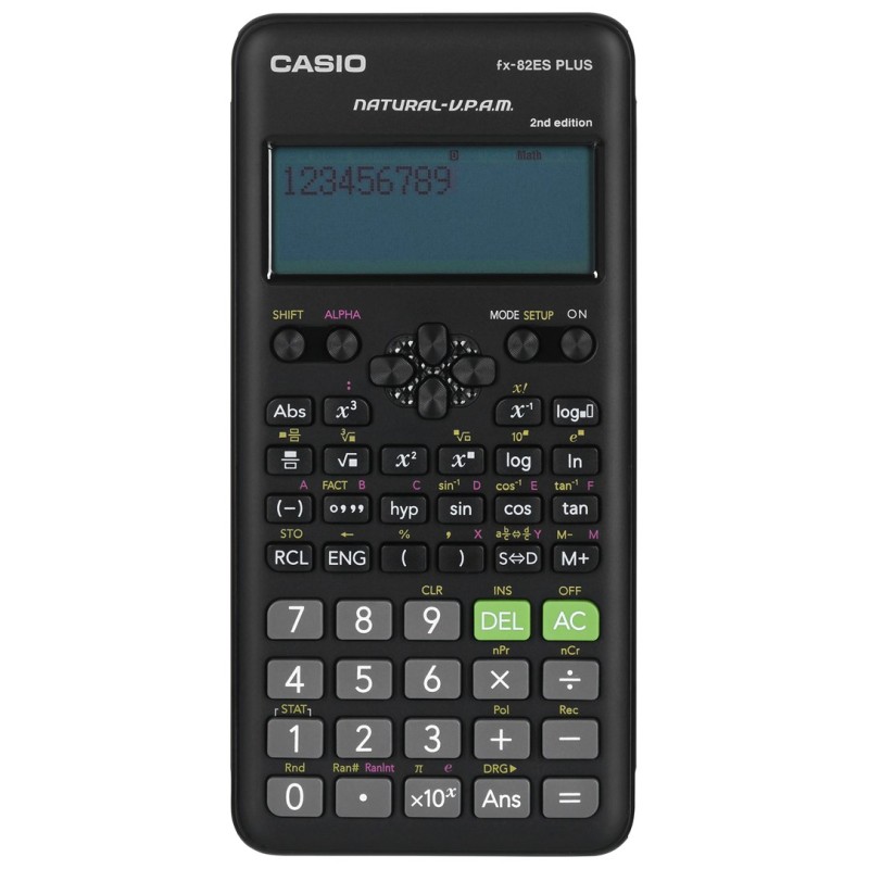 CASIO FX-82ESPLUS-2 CALCULATOR SCIENTIFIC, 252 FUNCTIONS, 77X162MM, BLACK, BOX