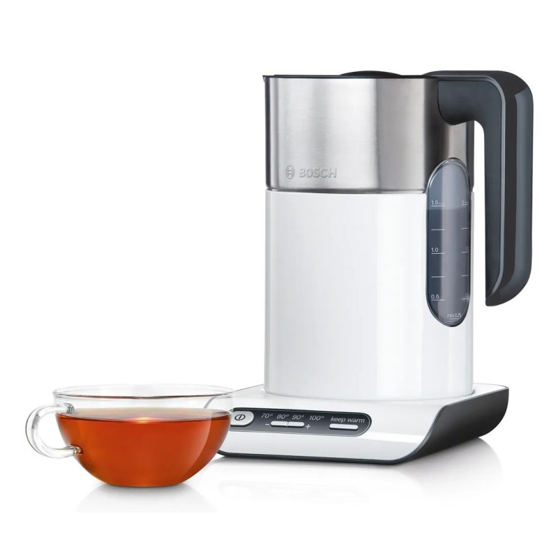 Bosch TWK8611P electric kettle 1.5 L 2400 W Anthracite, Stainless steel, White