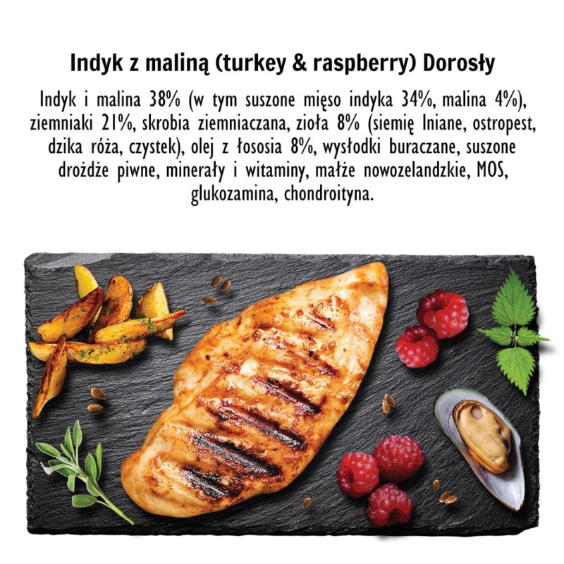 PAKA ZWIERZAKA Turkey with raspberry M - dry dog food - 9kg PAKA ZWIERZAKA Turkey with raspberry M - dry dog food - 9kg