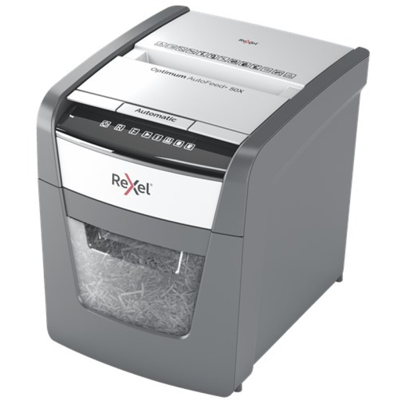 Rexel Optimum AutoFeed+ 50X paper shredder Cross shredding 55 dB 22 cm Black, Grey Rexel Optimum AutoFeed+ 50X paper shredder Cross shredding 55 dB 22 cm Black, Grey