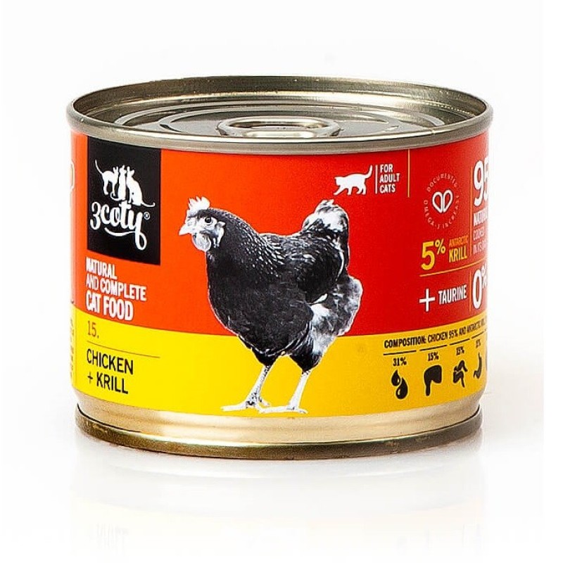 3COTY 15. Chicken and krill - wet cat food - 180g 3COTY 15. Chicken and krill - wet cat food - 180g