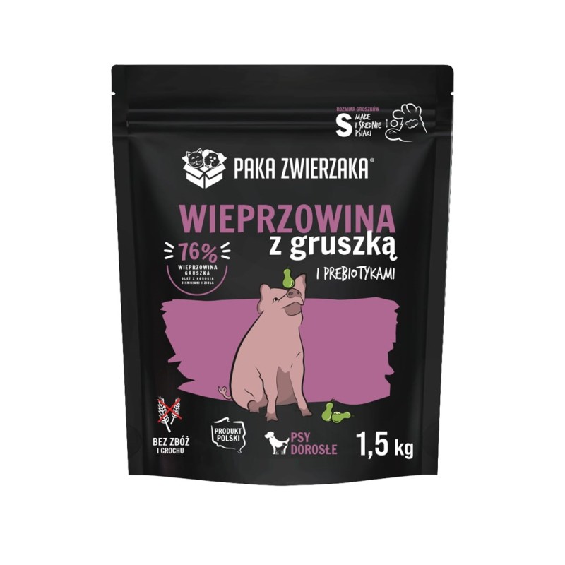 PAKA ZWIERZAKA Pork with pear S - dry dog food - 1,5kg PAKA ZWIERZAKA Pork with pear S - dry dog food - 1,5kg