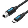 USB 2.0 printer cable, male type C to male B, 1 m