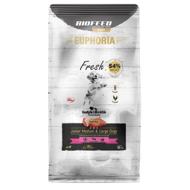 EUPHORIA Fresh Junior Medium & Large dogs Turkey with rabbit - dry dog food - 12kg