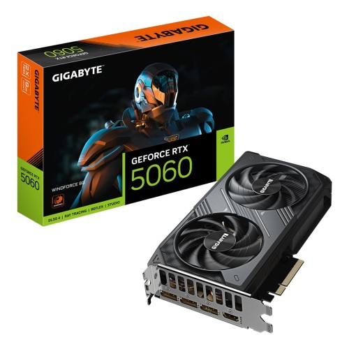 GIGABYTE GeForce RTX 5060 WINDFORCE 8G Graphics Card - 8GB GDDR7, 128bit, PCI-E 5.0, 2497 MHz Core Clock, 3 x DisplayPort, 1 x HDMI, GV-N5060WF2-8GD GIGABYTE GeForce RTX 5060 WINDFORCE 8G Graphics Card - 8GB GDDR7, 128bit, PCI-E 5.0, 2497 MHz Core Clock, 3 x DisplayPort, 1 x HDMI, GV-N5060WF2-8GD