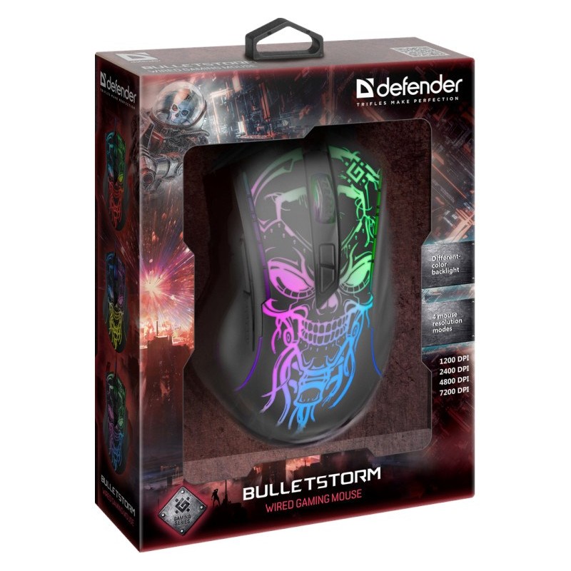 Gaming, optic, wired mouse DEFENDER GM-928 BULLETSTORM 7200dpi 7P illuminate Gaming, optic, wired mouse DEFENDER GM-928 BULLETSTORM 7200dpi 7P illuminate