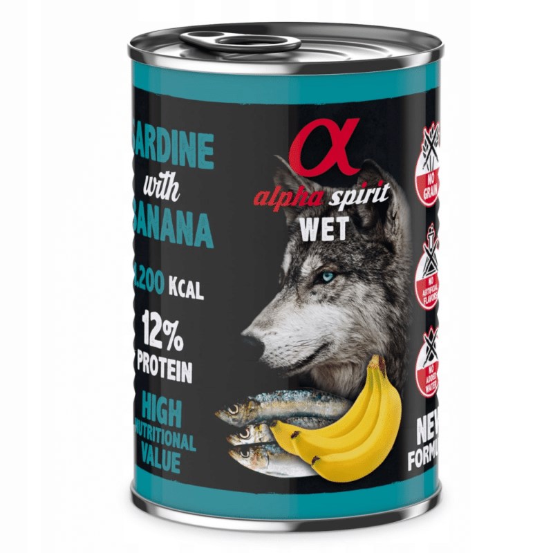 ALPHA SPIRIT WET Sardine with banana - wet dog food - 400g ALPHA SPIRIT WET Sardine with banana - wet dog food - 400g