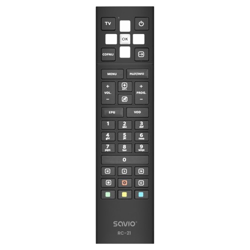 Savio RC-21 remote control IR Wireless TV set-top box Press buttons Savio RC-21 remote control IR Wireless TV set-top box Press buttons