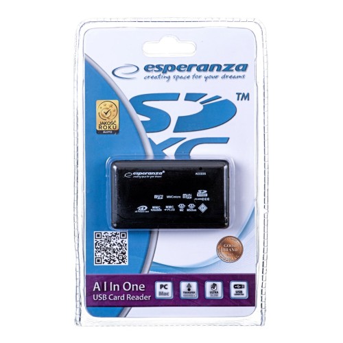 Esperanza EA117 card reader Black USB 2.0 Esperanza EA117 card reader Black USB 2.0