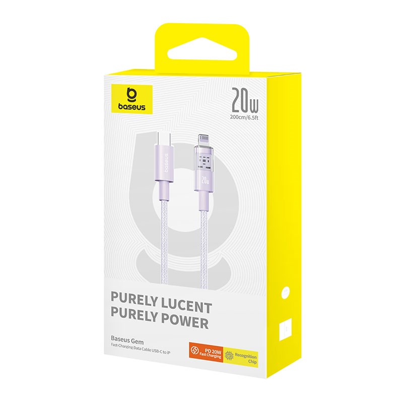 Baseus Gem USB-C to iP fast charging cable 2 m 20 W Purple Baseus Gem USB-C to iP fast charging cable 2 m 20 W Purple