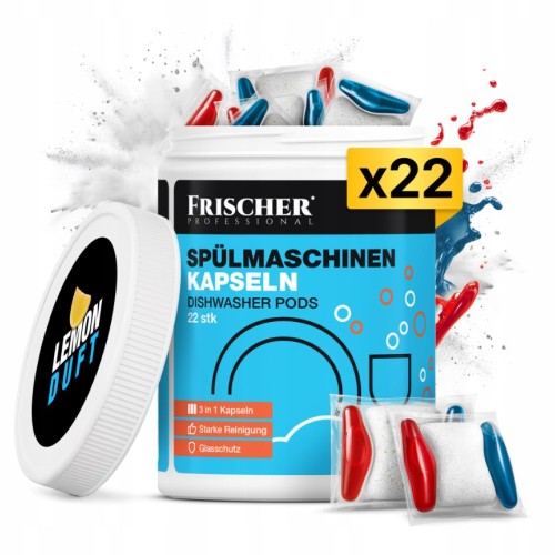 Frischer 3-in-1 dishwasher capsules, 22 pieces Frischer 3-in-1 dishwasher capsules, 22 pieces