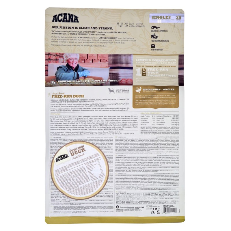 ACANA SINGLES Free-Run Duck Dry dog food Duck 2 kg ACANA SINGLES Free-Run Duck Dry dog food Duck 2 kg