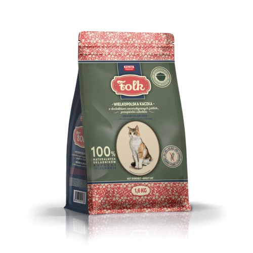 FOLK Greater Poland duck with apples, quail and herring - dry cat food - 1,6kg FOLK Greater Poland duck with apples, quail and herring - dry cat food - 1,6kg