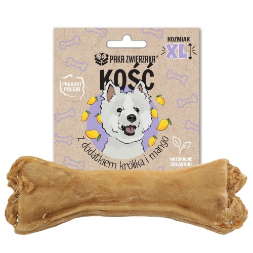 PAKA ZWIERZAKA Bone with rabbit and mango XL 17 cm - dog treat - 115g PAKA ZWIERZAKA Bone with rabbit and mango XL 17 cm - dog treat - 115g