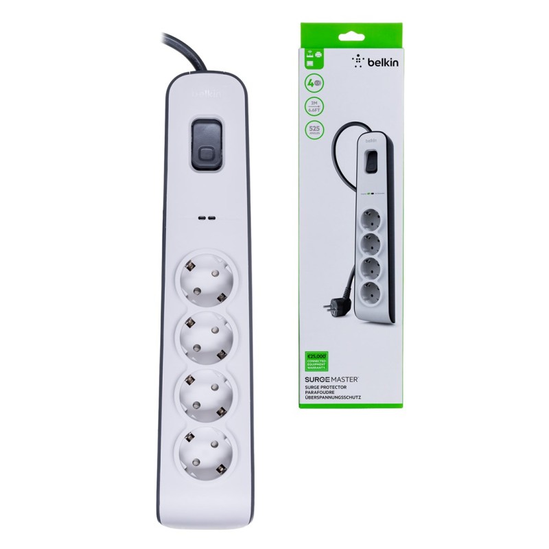 Belkin BSV400VF2M surge protector White 4 AC outlet(s) 2 m Belkin BSV400VF2M surge protector White 4 AC outlet(s) 2 m