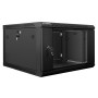 Lanberg wall-mounted installation rack cabinet 19'' 6U 600x600mm black (glass door)