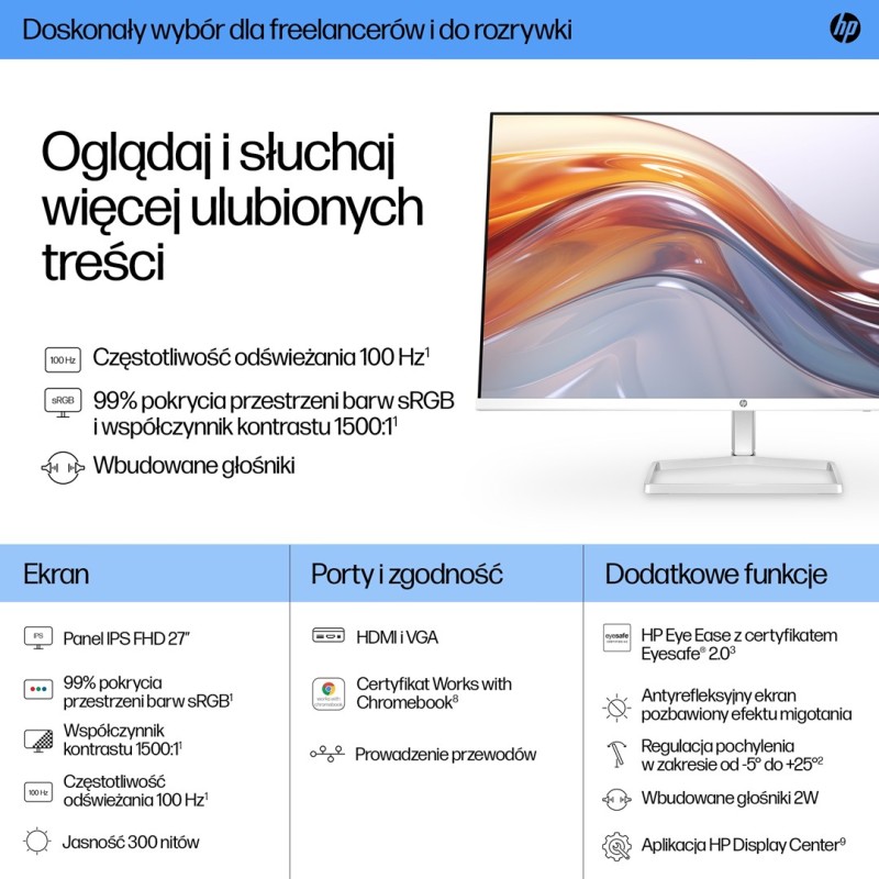 HP Series 5 27 inch FHD Monitor with Speakers - 527sa HP Series 5 27 inch FHD Monitor with Speakers - 527sa