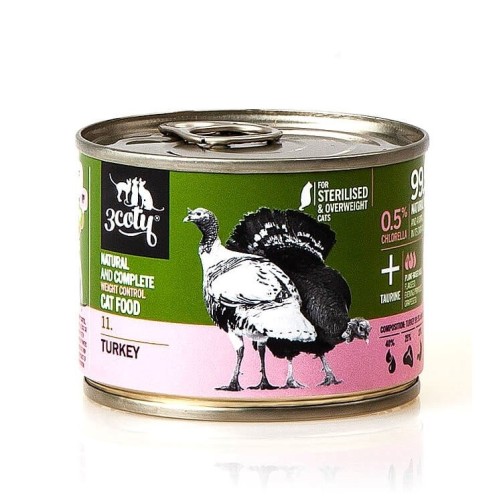 3COTY 11. Turkey Sterilised - wet cat food - 180g 3COTY 11. Turkey Sterilised - wet cat food - 180g