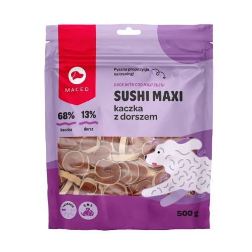 MACED Duck with cod Maxi sushi - dog treat - 500g MACED Duck with cod Maxi sushi - dog treat - 500g