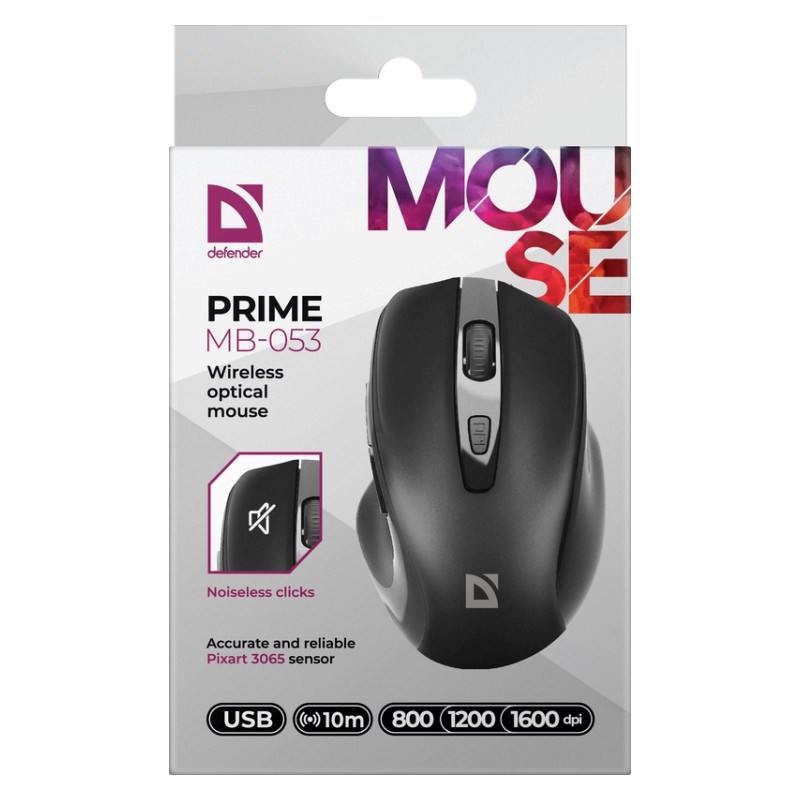 MOUSE DEFENDER PRIME MB-053 RF SILENT BLACK OPTICAL MOUSE DEFENDER PRIME MB-053 RF SILENT BLACK OPTICAL