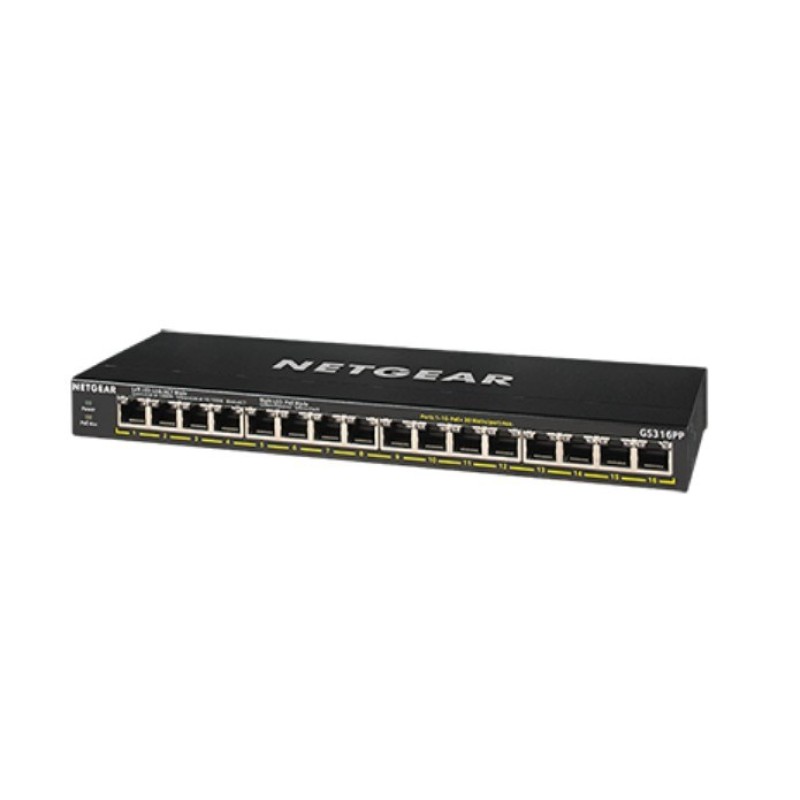 NETGEAR GS316PP Unmanaged Gigabit Ethernet (10/100/1000) Power over Ethernet (PoE) Black NETGEAR GS316PP Unmanaged Gigabit Ethernet (10/100/1000) Power over Ethernet (PoE) Black
