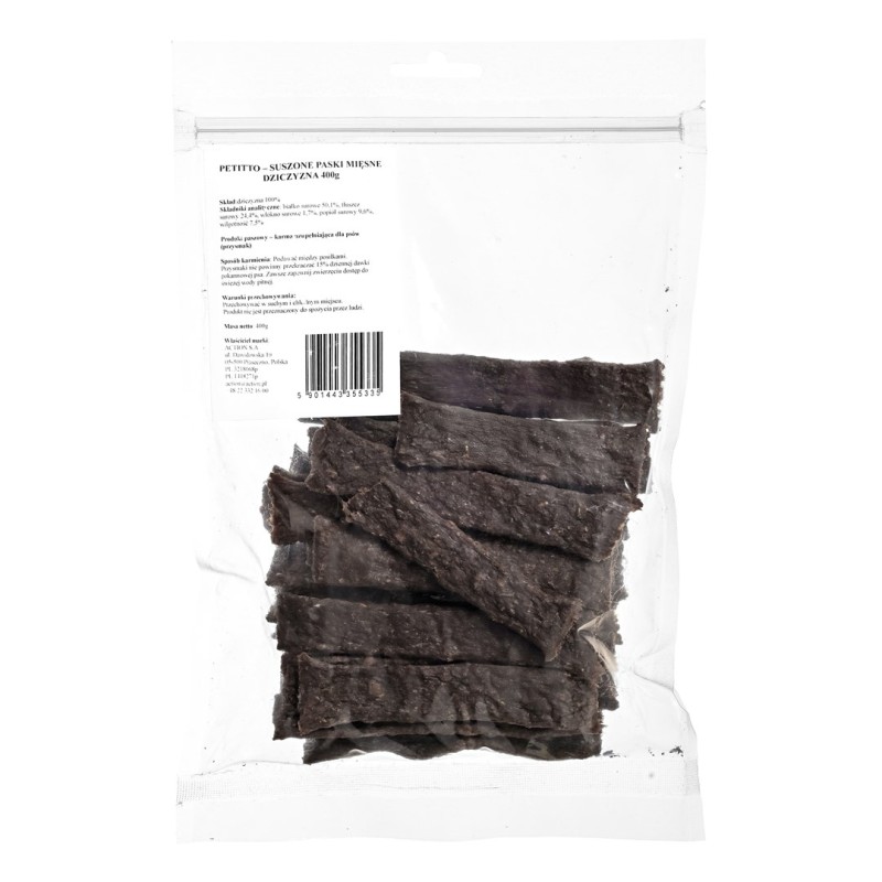 PETITTO Dried meat strips Game - dog treat - 400g