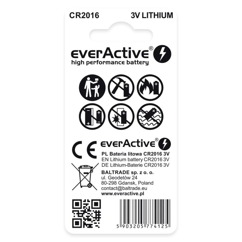 Lithium batteries mini everActive CR2016 blister 2 pcs.