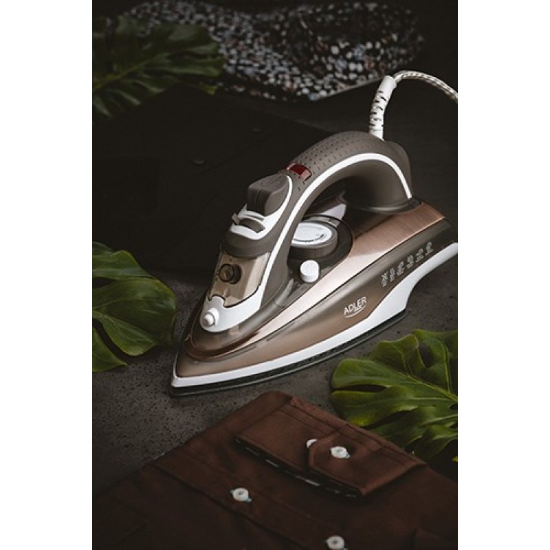 Adler AD 5030 iron Steam iron Ceramic soleplate 3000 W Brown, Grey, White Adler AD 5030 iron Steam iron Ceramic soleplate 3000 W Brown, Grey, White