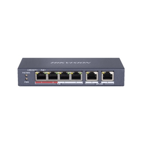 Hikvision DS-3E0106P-E/M Fast Ethernet (10/100) network links PoE support Blue Hikvision DS-3E0106P-E/M Fast Ethernet (10/100) network links PoE support Blue